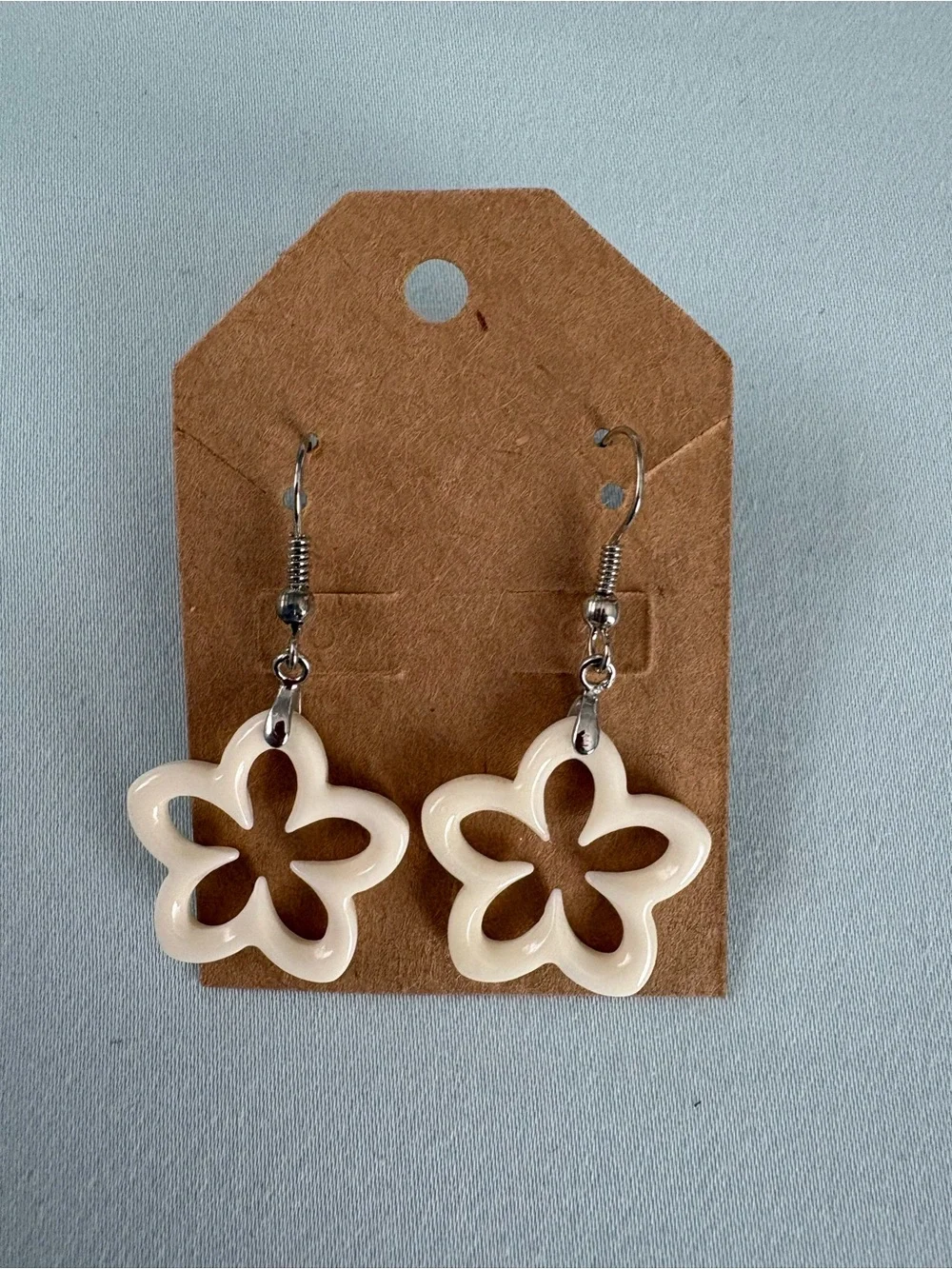 Cream Floral Cutout Drop Earrings